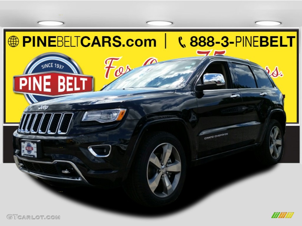 2015 Grand Cherokee Overland 4x4 - Brilliant Black Crystal Pearl / Brown/Light Frost Beige photo #1