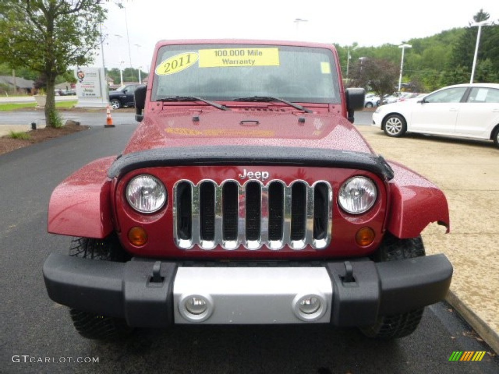 2011 Wrangler Sahara 4x4 - Deep Cherry Red Crystal Pearl / Black/Dark Saddle photo #4