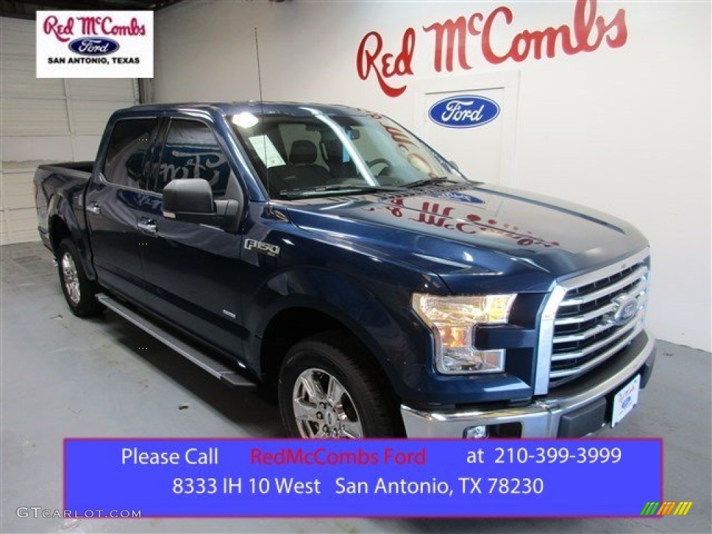 2015 F150 XLT SuperCrew - Blue Jeans Metallic / Medium Earth Gray photo #1