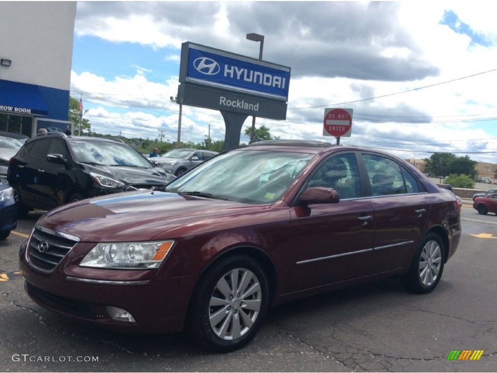 2009 Sonata Limited V6 - Dark Cherry Red / Camel photo #1