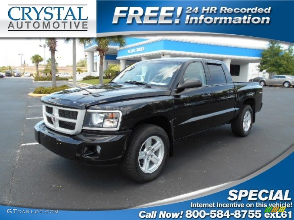 2011 Dakota Big Horn Crew Cab 4x4 - Brilliant Black Crystal Pearl / Dark Slate Gray/Medium Slate Gray photo #1