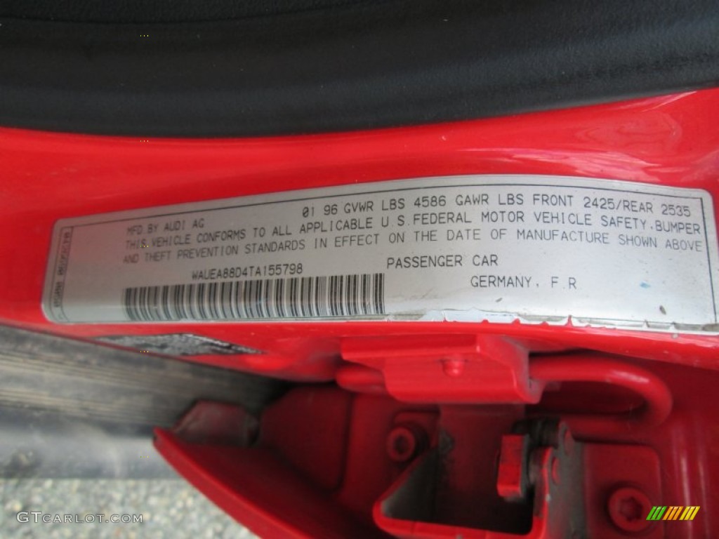 1996 A4 2.8 quattro Sedan - Laser Red / Black photo #30