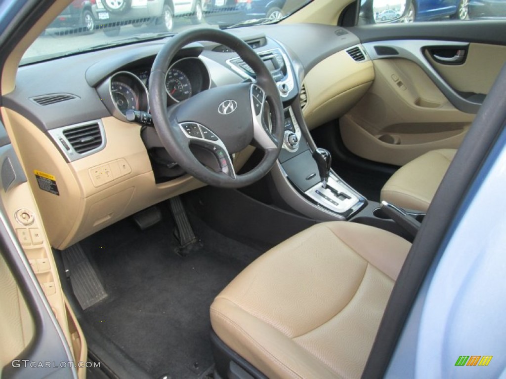 2012 Elantra Limited - Blue Sky Metallic / Beige photo #10