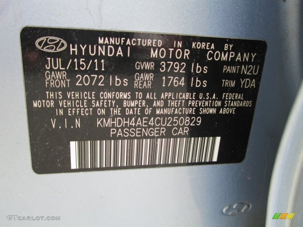 2012 Elantra Limited - Blue Sky Metallic / Beige photo #30