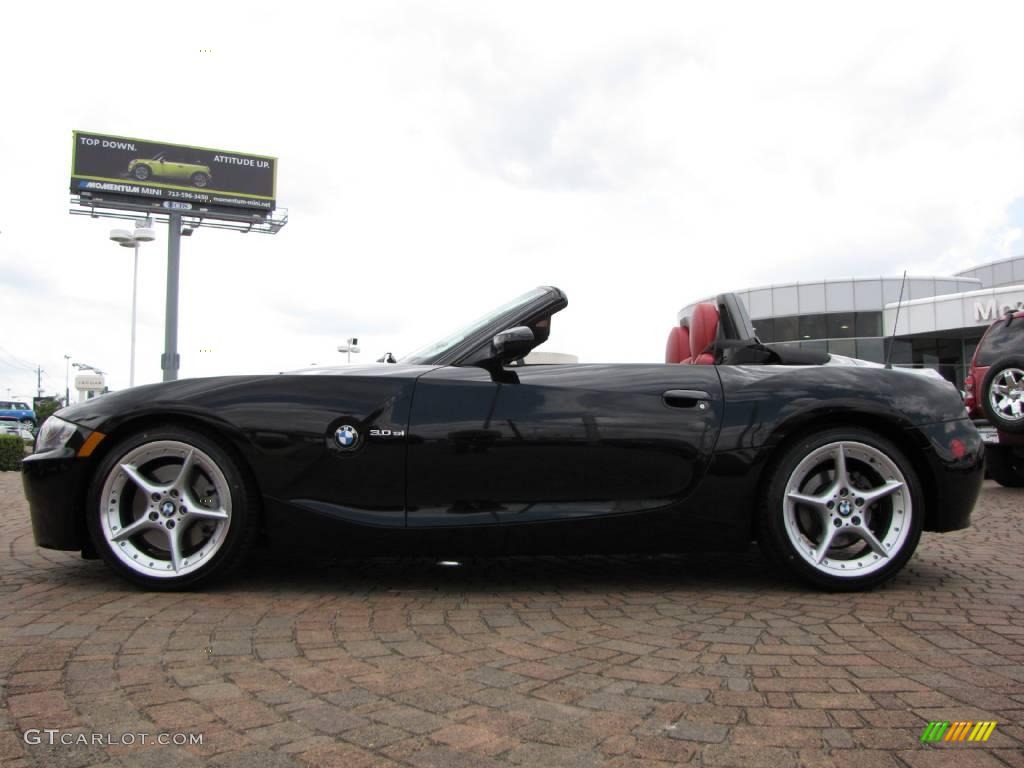 2006 Z4 3.0si Roadster - Jet Black / Dream Red photo #2