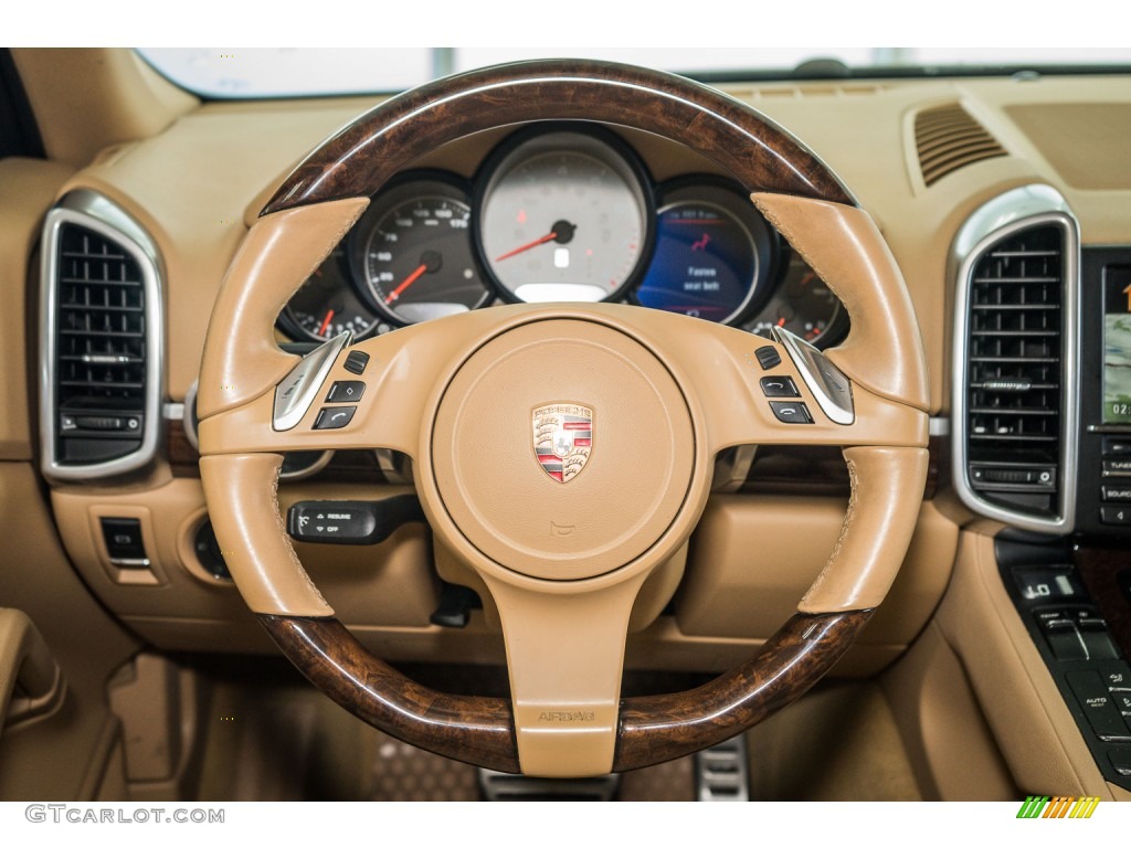 2011 Porsche Cayenne S Luxor Beige Steering Wheel Photo #105198017