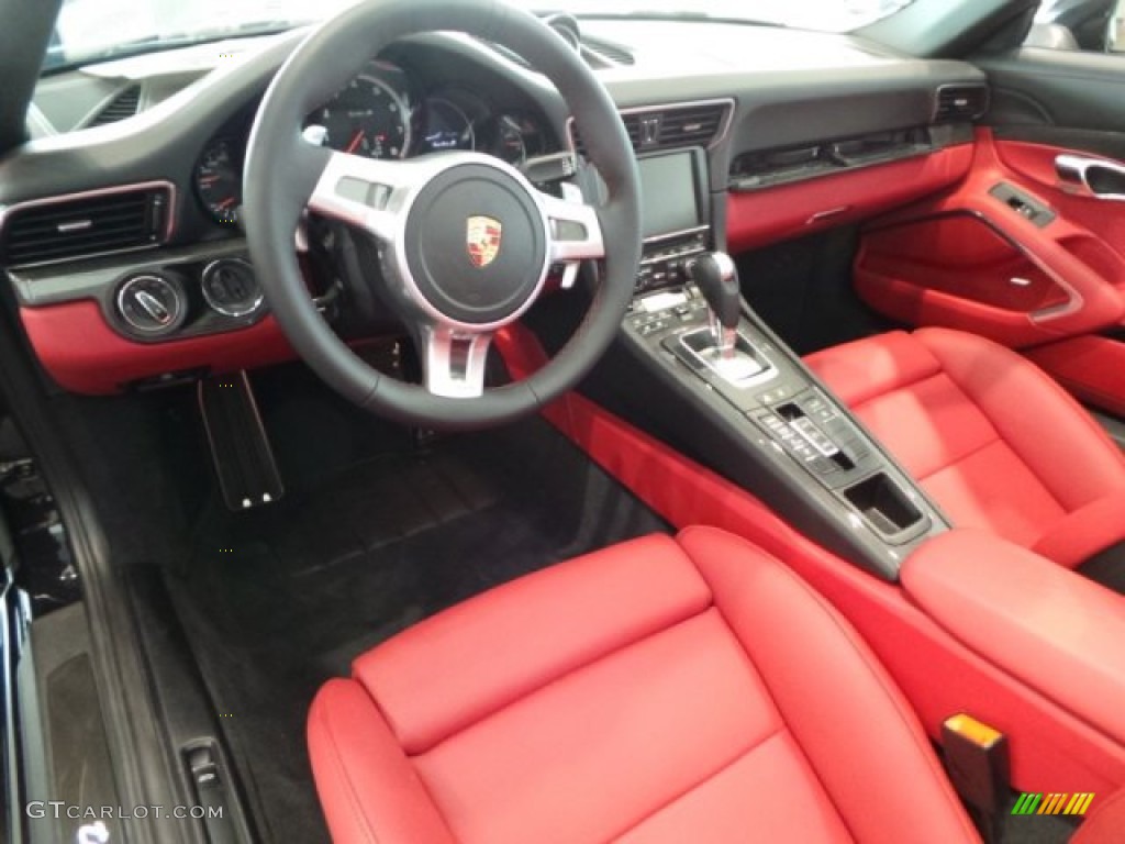 Black/Garnet Red Interior 2015 Porsche 911 Turbo S Cabriolet Photo #105198380