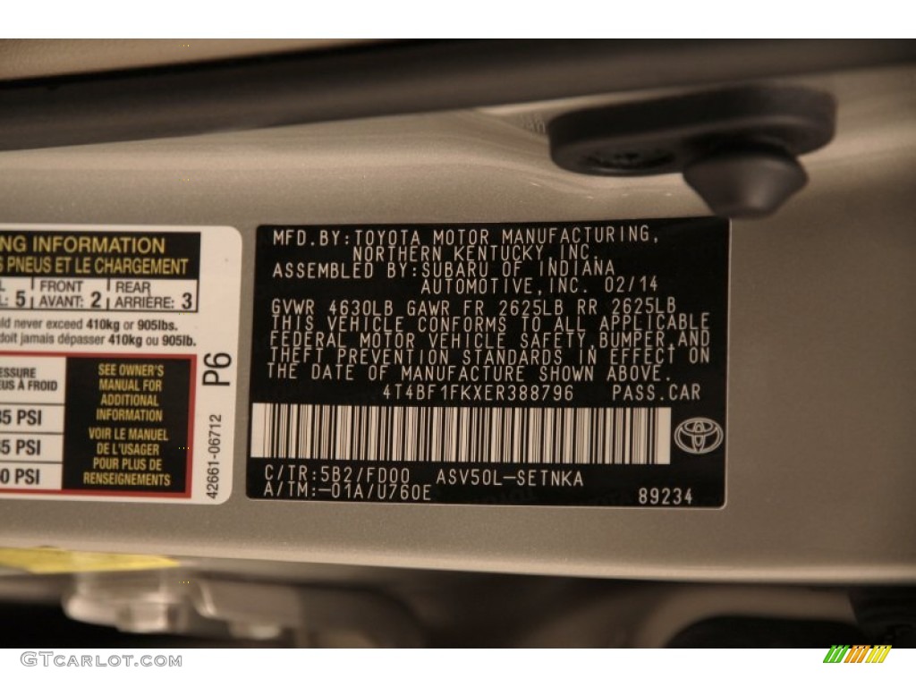 2014 Camry Color Code 5B2 for Creme Brulee Metallic Photo #105207494