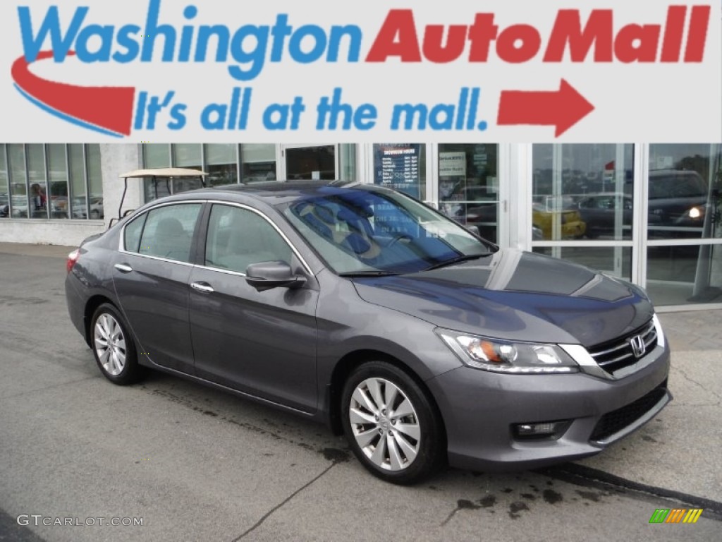 2014 Accord EX-L V6 Sedan - Modern Steel Metallic / Black photo #1