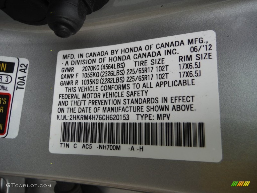 2012 CR-V EX-L 4WD - Alabaster Silver Metallic / Black photo #19