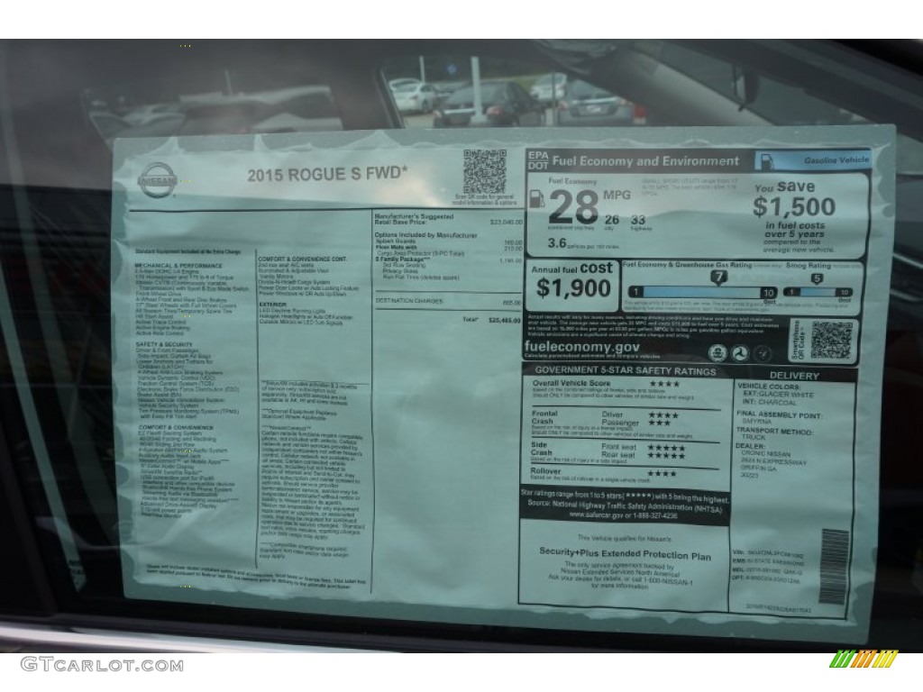 2015 Nissan Rogue S Window Sticker Photos