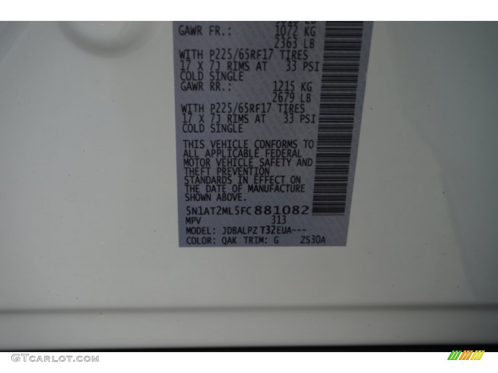 2015 Rogue Color Code QAK for Glacier White Photo #105226022