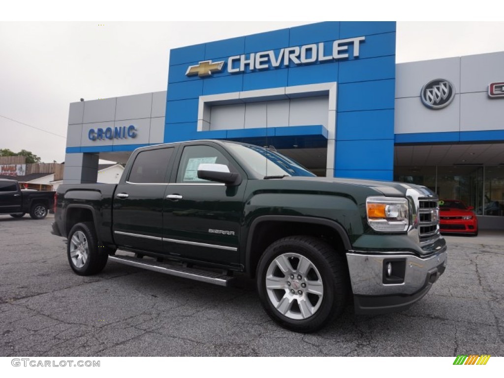 2015 Sierra 1500 SLT Crew Cab - Emerald Green Metallic / Cocoa/Dune photo #1