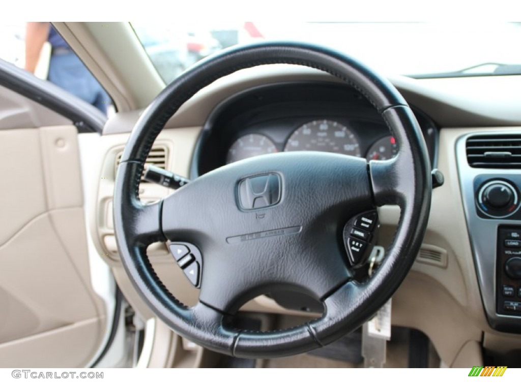 2002 Honda Accord EX V6 Coupe Ivory Steering Wheel Photo #105227888