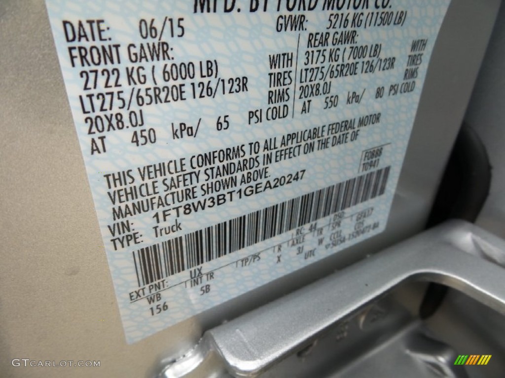 2016 F350 Super Duty Color Code UX for Ingot Silver Metallic Photo #105230768