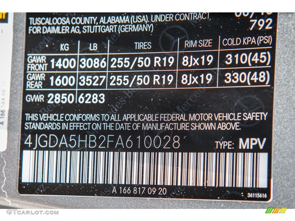 2015 ML Color Code 792 for Paladium Silver Metallic Photo #105231011