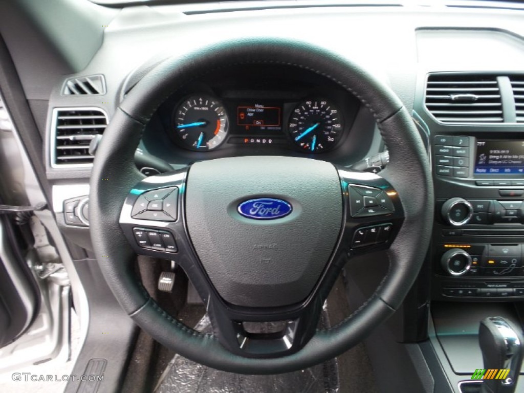 2016 Ford Explorer XLT 4WD Ebony Black Steering Wheel Photo #105231302