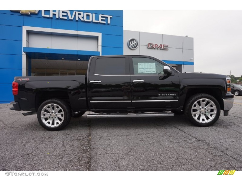 Black 2015 Chevrolet Silverado 1500 LTZ Crew Cab 4x4 Exterior Photo #105231459