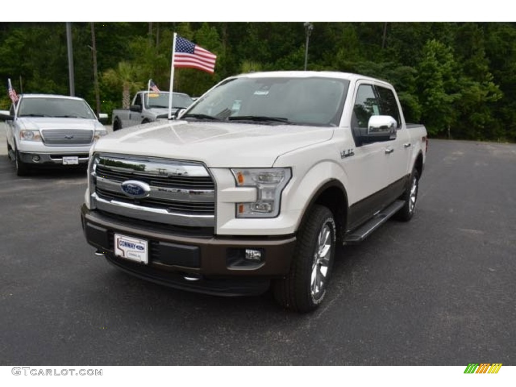 2015 F150 Lariat SuperCrew 4x4 - White Platinum Tricoat / Medium Light Camel photo #1