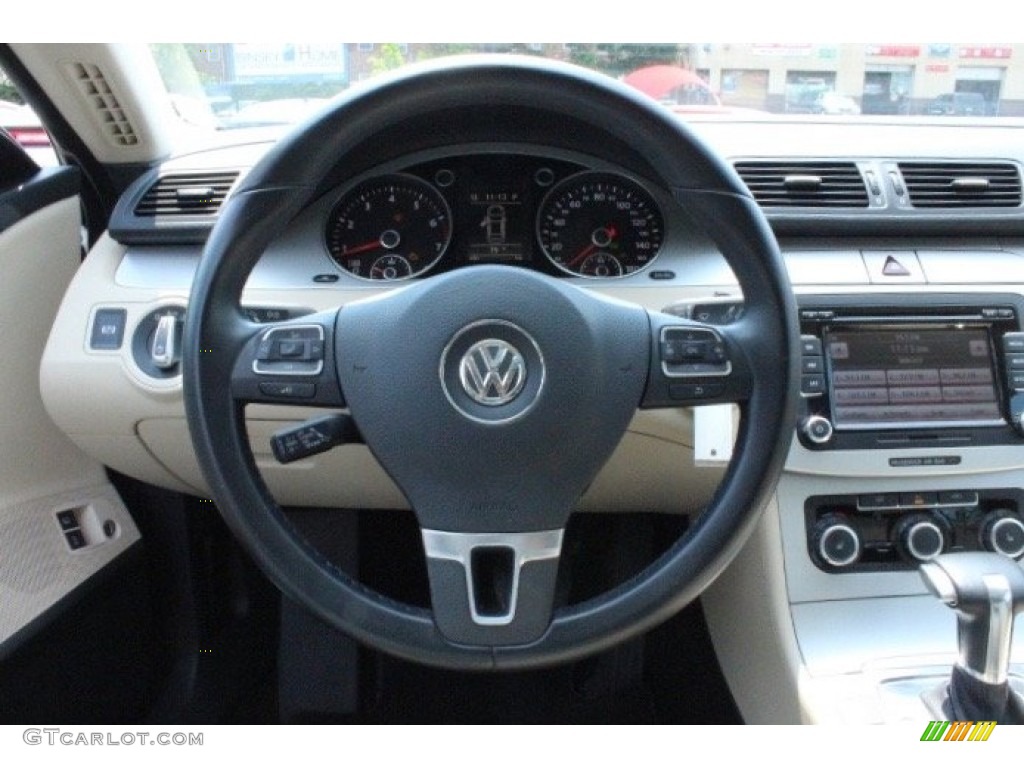 2011 Volkswagen CC Sport Cornsilk Beige/Black Steering Wheel Photo #105245264