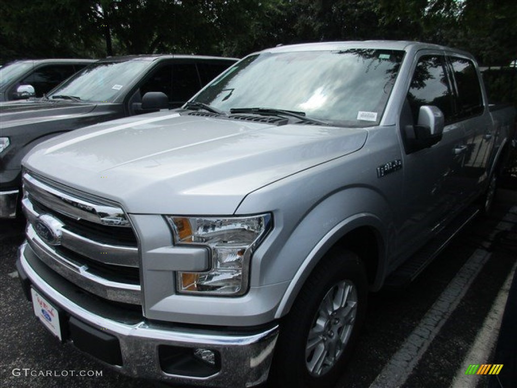 2015 F150 Lariat SuperCrew - Ingot Silver Metallic / Black photo #2