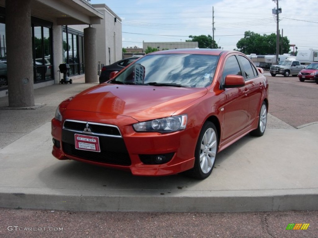 2009 Lancer GTS - Rotor Glow Orange Metallic / Black photo #17