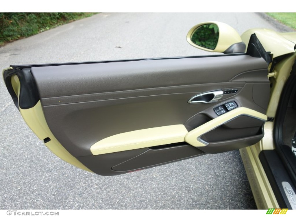 2013 Porsche Boxster S Agate Grey/Lime Gold Door Panel Photo #105270321