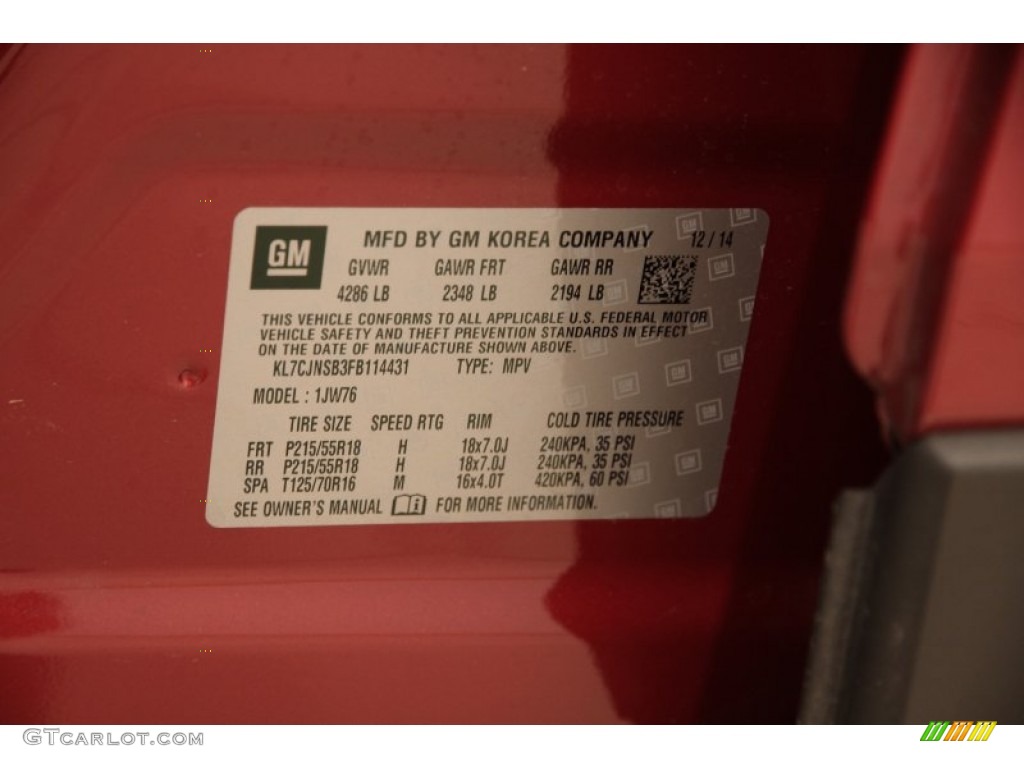 2015 Trax LTZ - Ruby Red Metallic / Jet Black photo #19