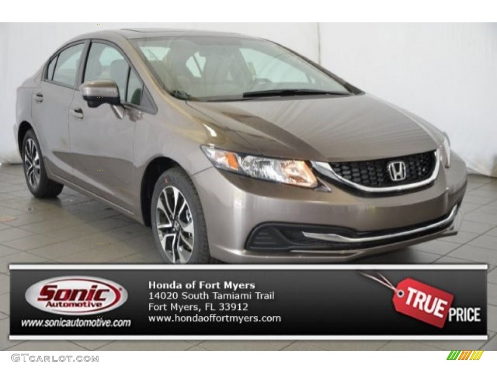 2015 Civic EX Sedan - Urban Titanium Metallic / Beige photo #1