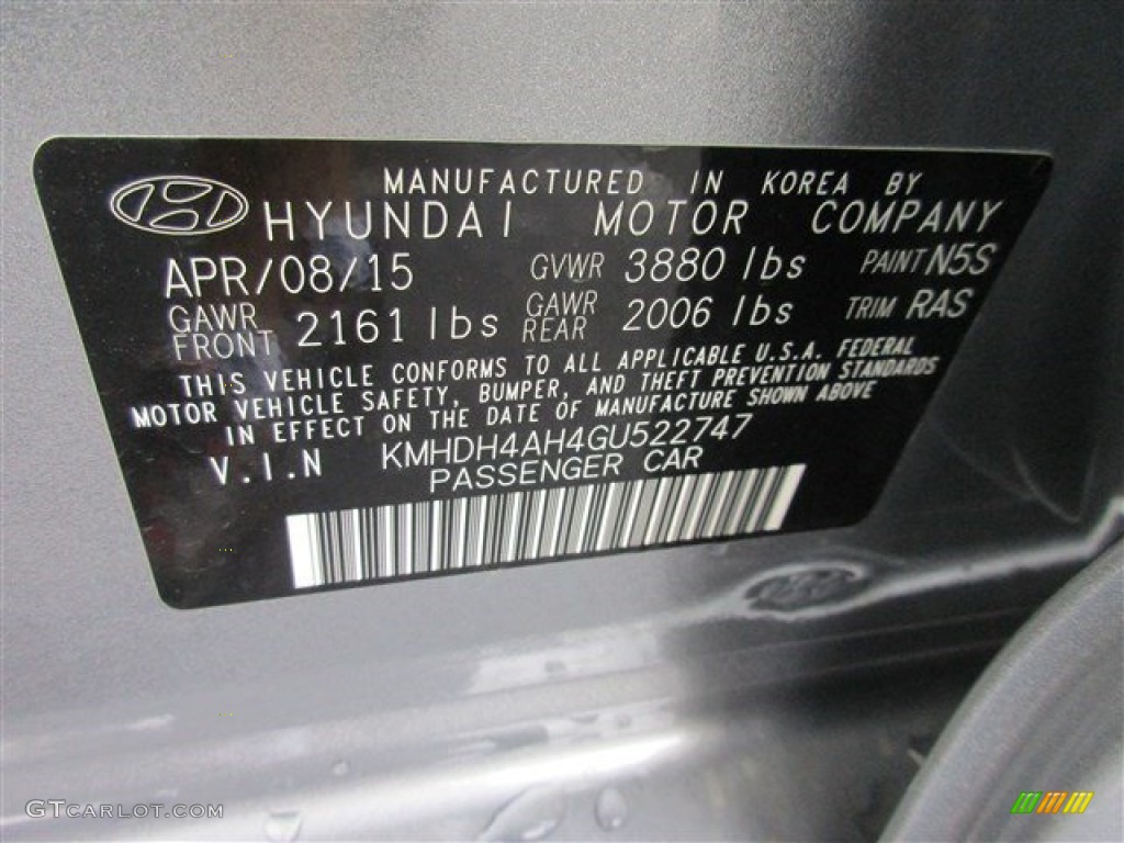 2016 Hyundai Elantra Sport Color Code Photos