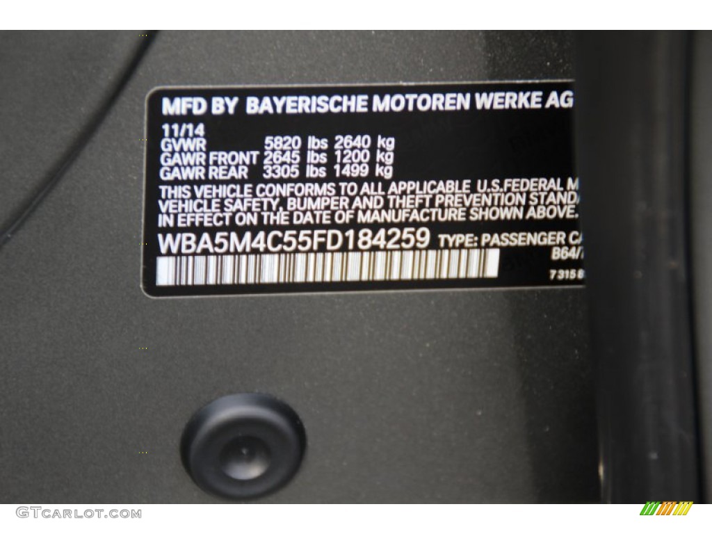 2015 5 Series Color Code B64 for Callisto Grey Metallic Photo #105289250