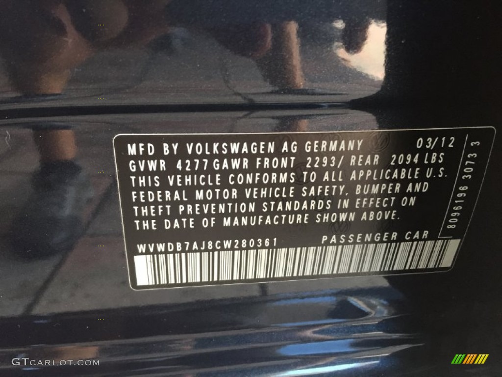 2012 Golf 4 Door - Blue Graphite Metallic / Titan Black photo #14