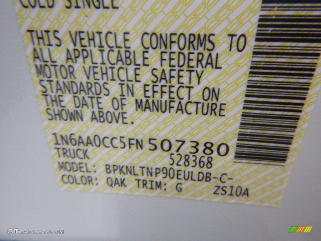 2015 Nissan Titan SV King Cab 4x4 Color Code Photos