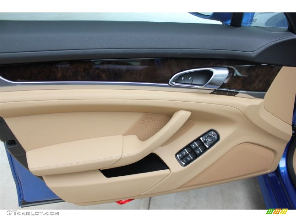 2015 Porsche Panamera S E-Hybrid Black/Luxor Beige Door Panel Photo #105322516