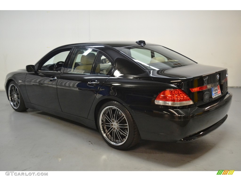 2005 7 Series 745i Sedan - Jet Black / Black/Cream Beige photo #6