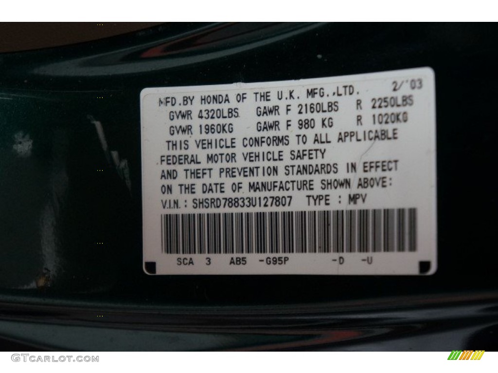 2003 CR-V EX 4WD - Clover Green Pearl / Saddle photo #14