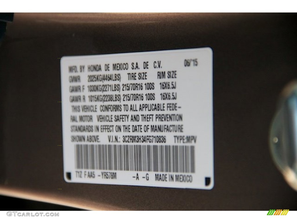 2015 CR-V LX - Urban Titanium Metallic / Black photo #18