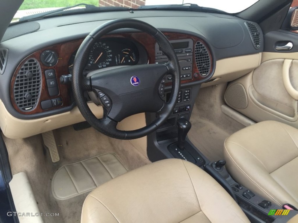 Warm Beige Interior 2001 Saab 9-3 SE Convertible Photo #105336636