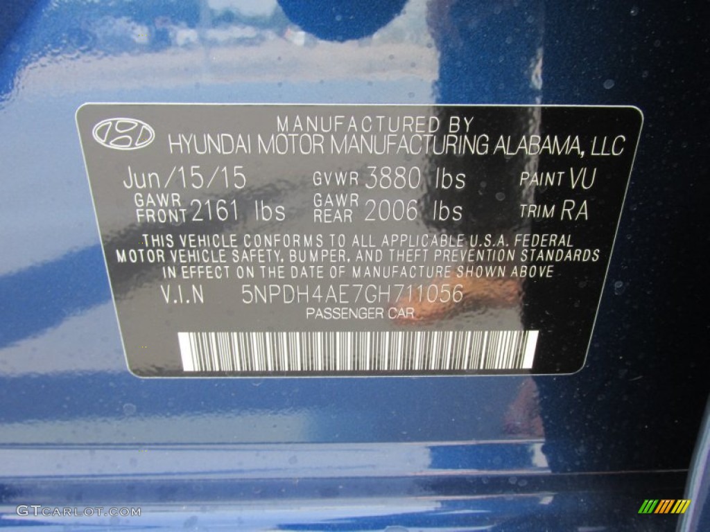 2016 Elantra SE - Blue / Gray photo #30