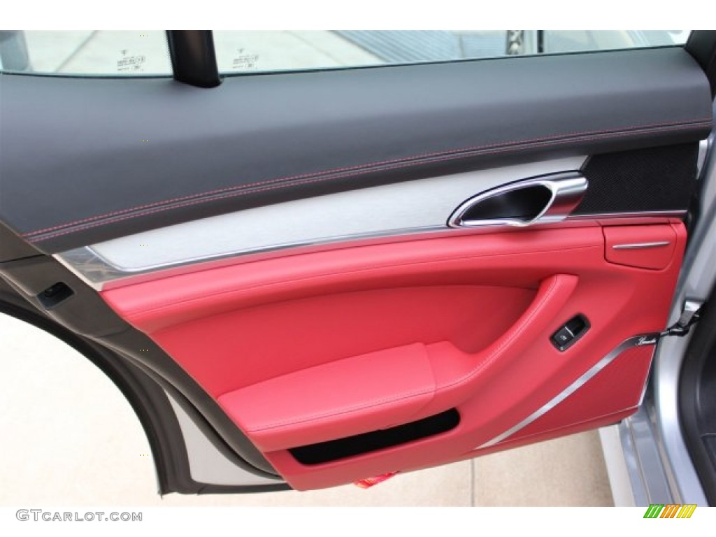 2015 Porsche Panamera Turbo Black/Carrera Red Door Panel Photo #105353839