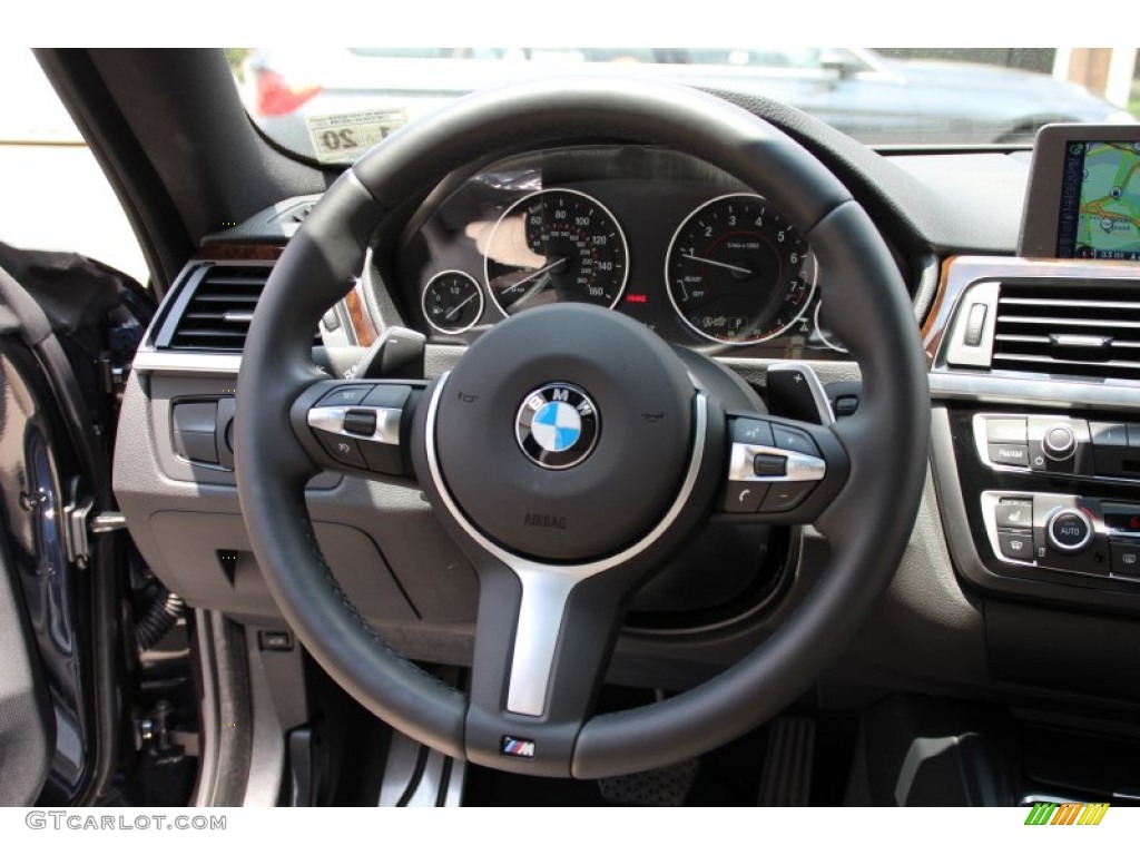 2015 BMW 4 Series 428i xDrive Gran Coupe Oyster/Black Steering Wheel Photo #105356146
