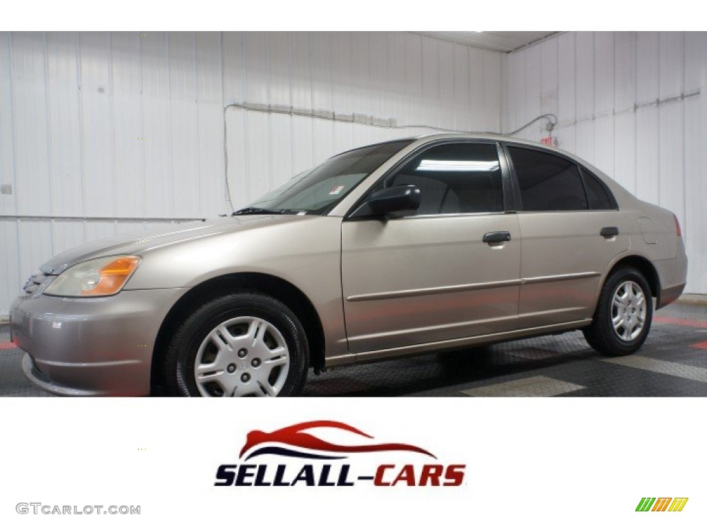 2001 Civic LX Sedan - Titanium Metallic / Beige photo #1