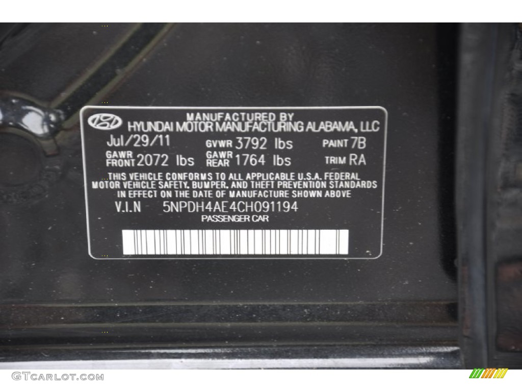2012 Elantra GLS - Midnight Black / Gray photo #29