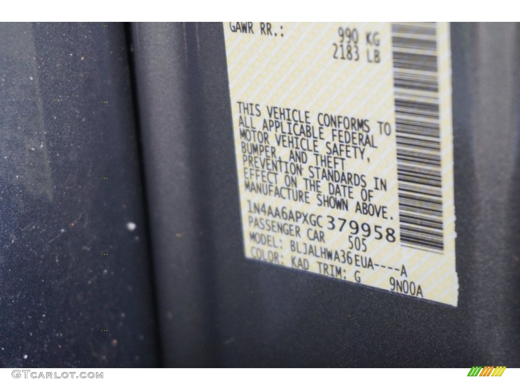 2016 Maxima Color Code KAD for Gun Metallic Photo #105381234