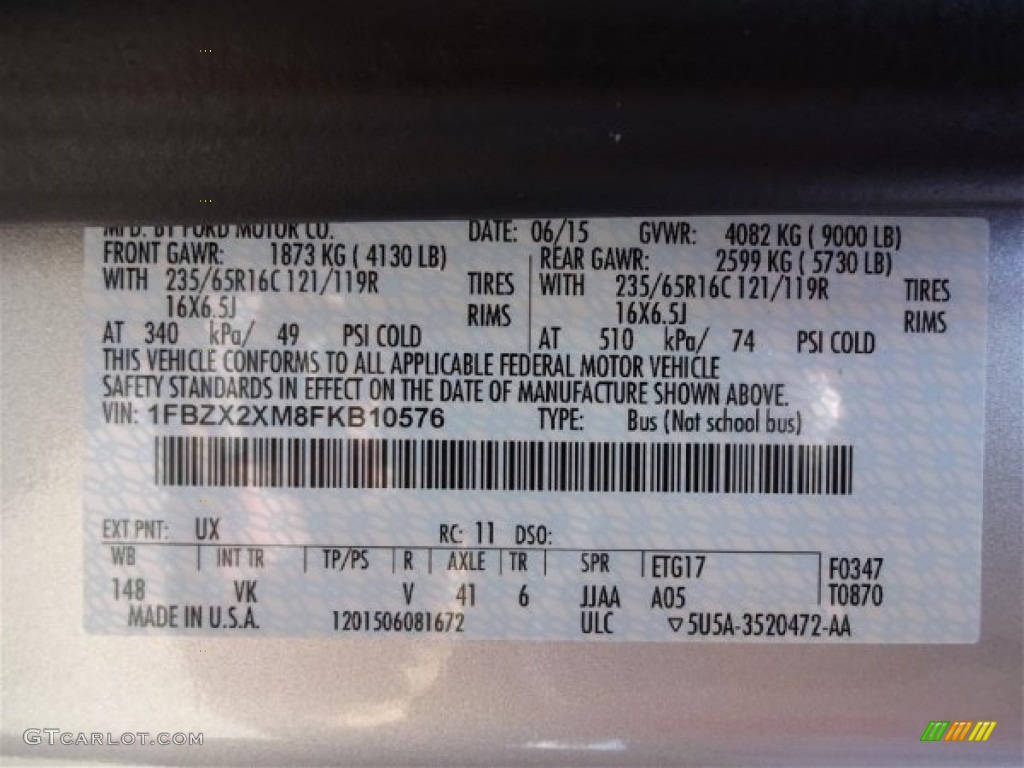 2015 Ford Transit Wagon XL 350 HR Long Color Code Photos