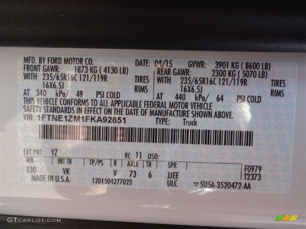 2015 Transit Van 150 LR Regular - Oxford White / Pewter photo #16