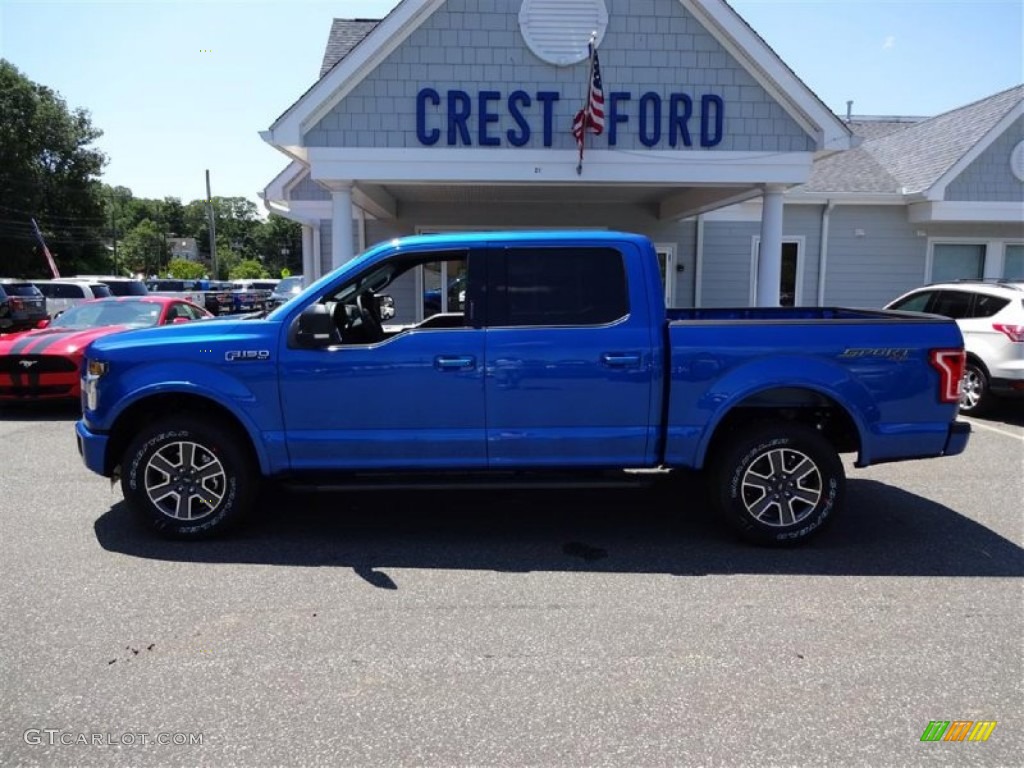 2015 F150 XLT SuperCrew 4x4 - Blue Flame Metallic / Medium Earth Gray photo #4