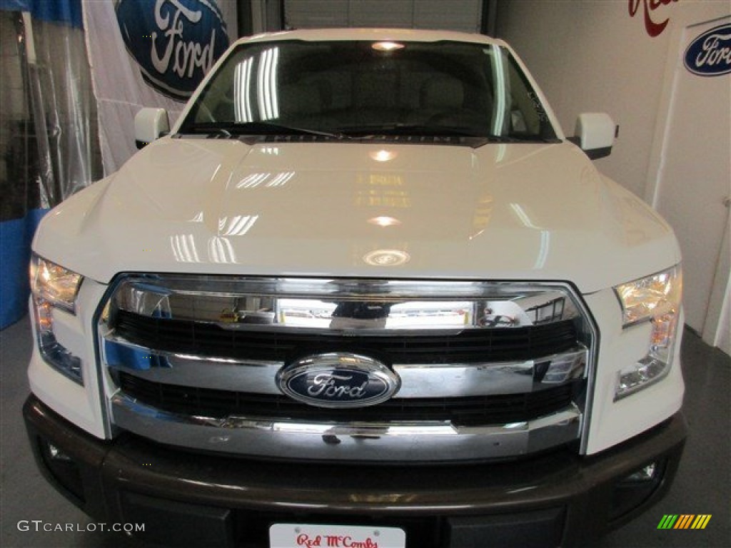 2015 F150 Lariat SuperCrew - White Platinum Tricoat / Medium Light Camel photo #2