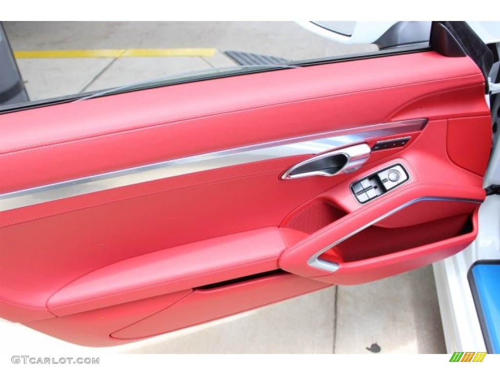 2015 Porsche Boxster S Garnet Red Natural Leather Door Panel Photo #105411729