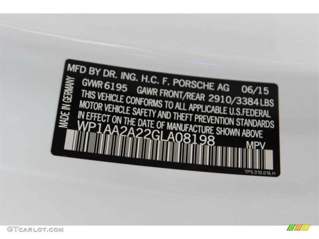 2016 Cayenne  - Carrara White Metallic / Luxor Beige photo #48